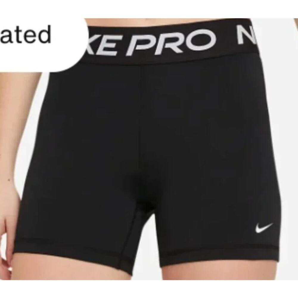 Nike Dri-Fit Black Stretch Athletic Activewear Large Logo Waistband Performance